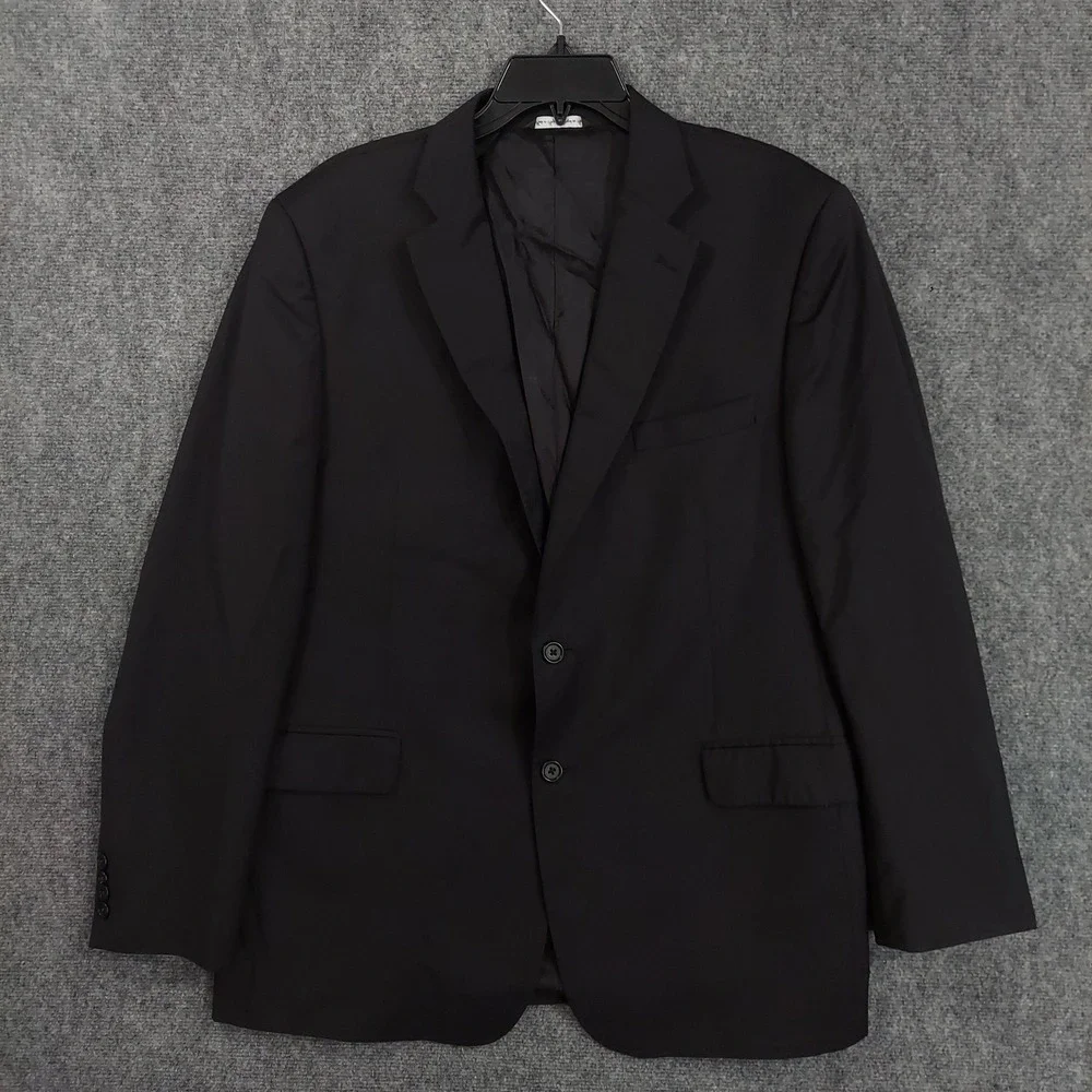 Saks Fifth Ave Suit Jacket Mens 44 Black Wool Silk Slim Italy Ermenegildo Zegna